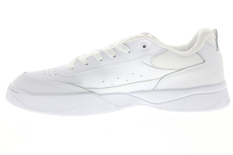 dc penza adys100509 mens white leather lace up athletic skate shoes