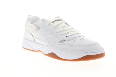 DC Penza ADYS100509 Mens White Leather Leather Athletic Lace Up Skate Shoes
