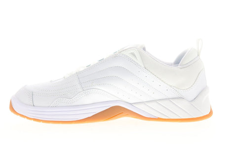 DC Williams Slim ADYS100539 Mens White Leather Lace Up Athletic Skate Shoes