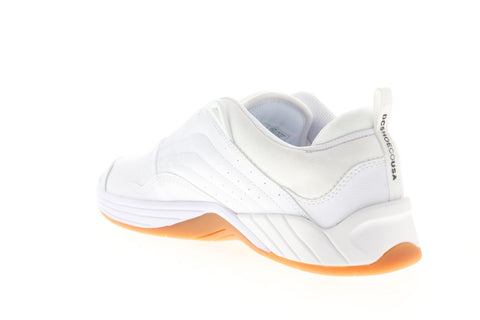 DC Williams Slim ADYS100539 Mens White Leather Lace Up Athletic Skate Shoes