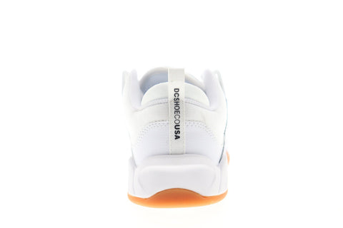 DC Williams Slim ADYS100539 Mens White Leather Lace Up Athletic Skate Shoes