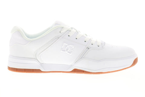 DC Central ADYS100551 Mens White Leather Lace Up Athletic Skate Shoes