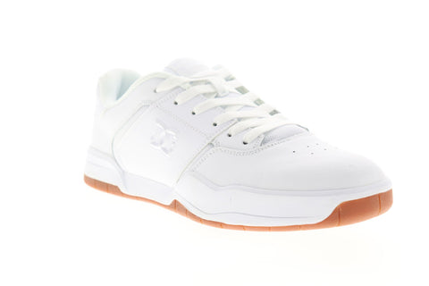 DC Central ADYS100551 Mens White Leather Lace Up Athletic Skate Shoes