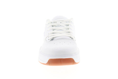 DC Central ADYS100551 Mens White Leather Lace Up Athletic Skate Shoes