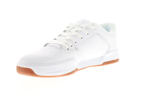 DC Central ADYS100551 Mens White Leather Lace Up Athletic Skate Shoes