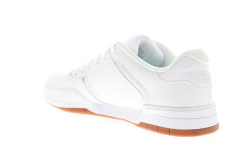 DC Central ADYS100551 Mens White Leather Lace Up Athletic Skate Shoes