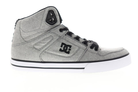 DC Pure High Top WC TX SE ADYS400046 Mens Gray Canvas Athletic Skate Shoes