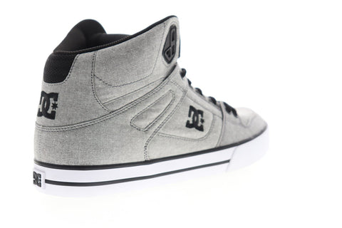 DC Pure High Top WC TX SE ADYS400046 Mens Gray Canvas Athletic Skate Shoes