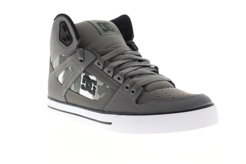 DC Pure High Top ADYS400050 Mens Gray Leather Lace Up Athletic Skate Shoes