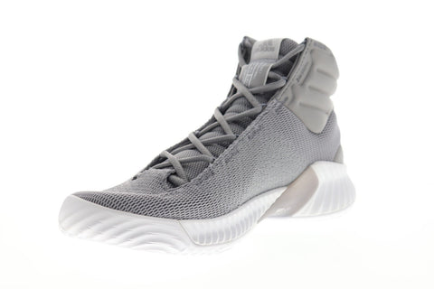 Adidas Pro Bounce 2018 Mens Gray Textile Athletic Lace Up Basketball Shoes