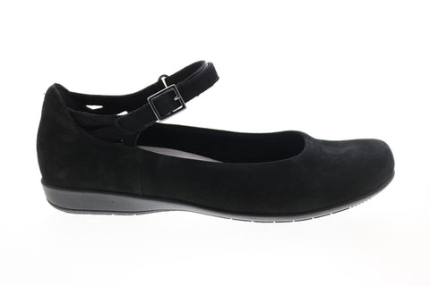 Earth Inc. Alder Alma Soft Bck Womens Black Nubuck Strap Flats Shoes