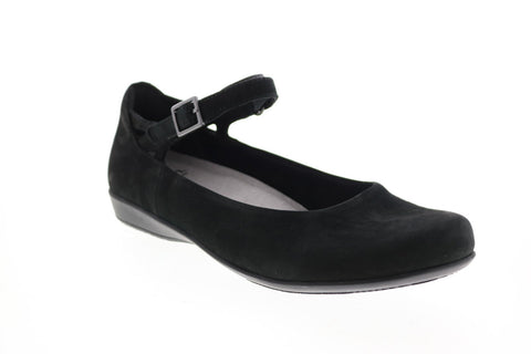 Earth Inc. Alder Alma Soft Bck Womens Black Nubuck Strap Flats Shoes