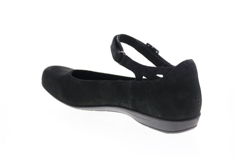 Earth Inc. Alder Alma Soft Bck Womens Black Nubuck Strap Flats Shoes