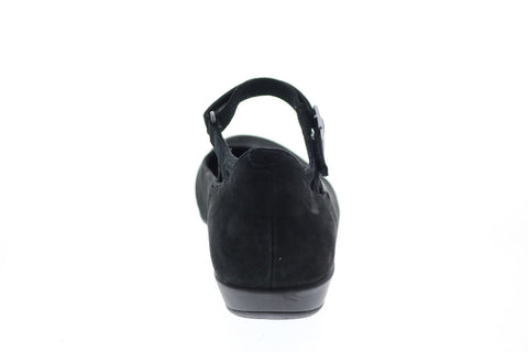 Earth Inc. Alder Alma Soft Bck Womens Black Nubuck Strap Flats Shoes