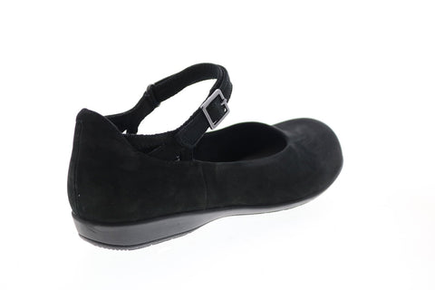 Earth Inc. Alder Alma Soft Bck Womens Black Nubuck Strap Flats Shoes