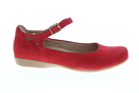 Earth Inc. Alder Alma Soft Bck Womens Red Nubuck Strap Flats Shoes