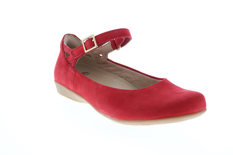 Earth Inc. Alder Alma Soft Bck Womens Red Nubuck Strap Flats Shoes