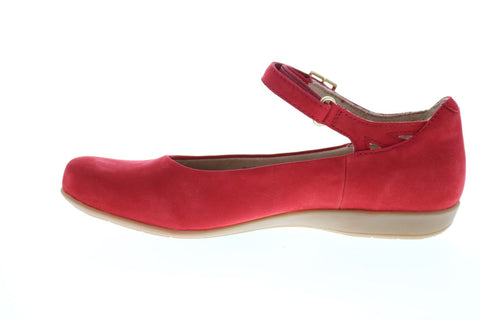 Earth Inc. Alder Alma Soft Bck Womens Red Nubuck Strap Flats Shoes