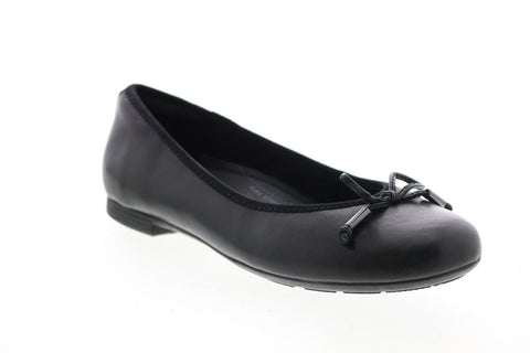 Earth Inc. Alina Soft Leather Womens Black Slip On Ballet Flats Shoes