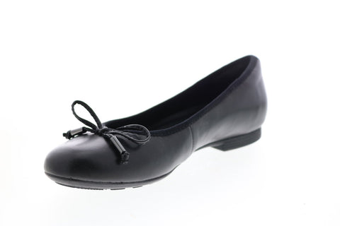 Earth Inc. Alina Soft Leather Womens Black Slip On Ballet Flats Shoes