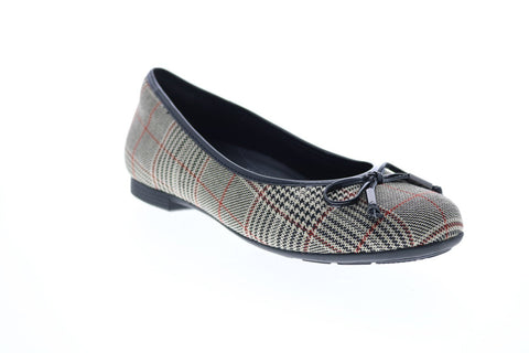 Earth Inc. Alina Fabric Print Womens Gray Canvas Slip On Ballet Flats Shoes