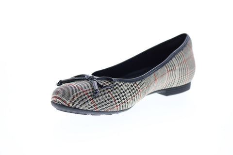 Earth Inc. Alina Fabric Print Womens Gray Canvas Slip On Ballet Flats Shoes