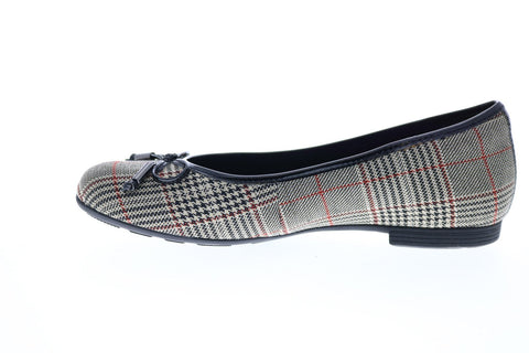 Earth Inc. Alina Fabric Print Womens Gray Canvas Slip On Ballet Flats Shoes