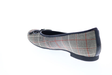 Earth Inc. Alina Fabric Print Womens Gray Canvas Slip On Ballet Flats Shoes