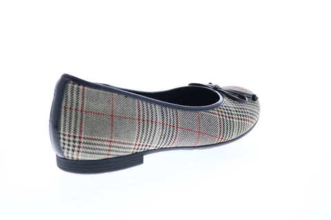 Earth Inc. Alina Fabric Print Womens Gray Canvas Slip On Ballet Flats Shoes