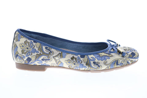 Earth Inc. Alina Metallic Pri Womens Blue Canvas Slip On Ballet Flats Shoes