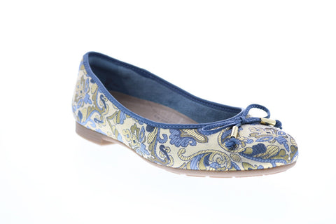 Earth Inc. Alina Metallic Pri Womens Blue Canvas Slip On Ballet Flats Shoes