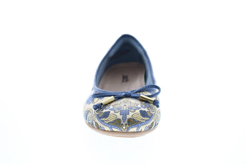 Earth Inc. Alina Metallic Pri Womens Blue Canvas Slip On Ballet Flats Shoes