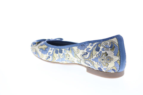 Earth Inc. Alina Metallic Pri Womens Blue Canvas Slip On Ballet Flats Shoes