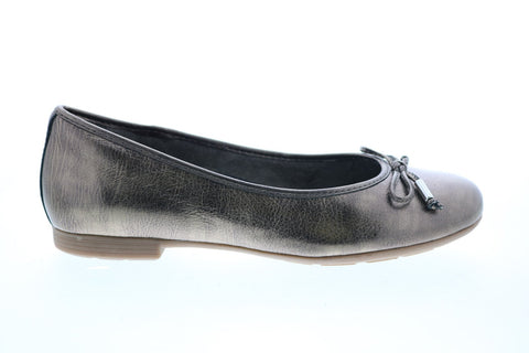 Earth Inc. Alina Womens Gray Leather Slip On Ballet Flats Shoes
