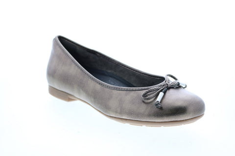 Earth Inc. Alina Womens Gray Leather Slip On Ballet Flats Shoes