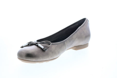 Earth Inc. Alina Womens Gray Leather Slip On Ballet Flats Shoes