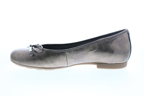 Earth Inc. Alina Womens Gray Leather Slip On Ballet Flats Shoes