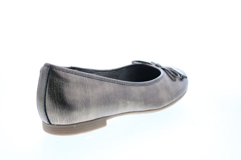 Earth Inc. Alina Womens Gray Leather Slip On Ballet Flats Shoes