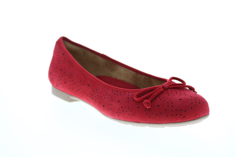 Earth Inc. Allegro Flat With Bow Womens Red Nubuck Slip On Ballet Flats Shoes