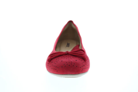 Earth Inc. Allegro Flat With Bow Womens Red Nubuck Slip On Ballet Flats Shoes