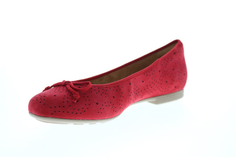 Earth Inc. Allegro Flat With Bow Womens Red Nubuck Slip On Ballet Flats Shoes