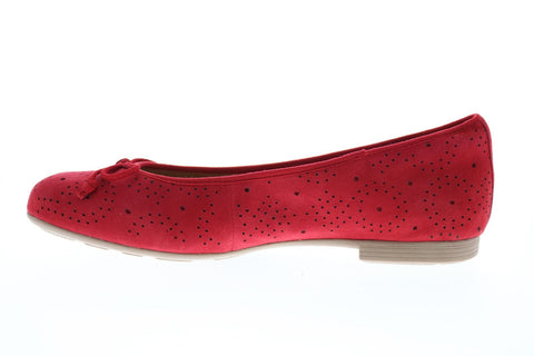 Earth Inc. Allegro Flat With Bow Womens Red Nubuck Slip On Ballet Flats Shoes