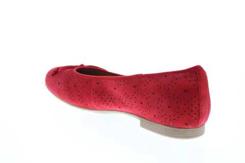Earth Inc. Allegro Flat With Bow Womens Red Nubuck Slip On Ballet Flats Shoes