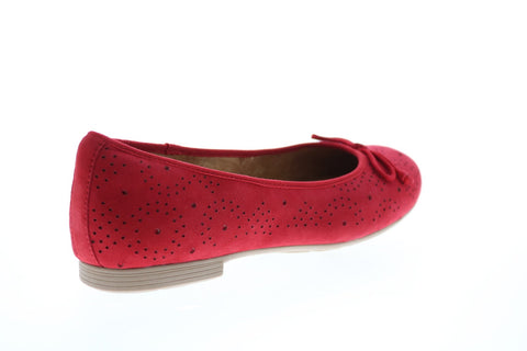 Earth Inc. Allegro Flat With Bow Womens Red Nubuck Slip On Ballet Flats Shoes