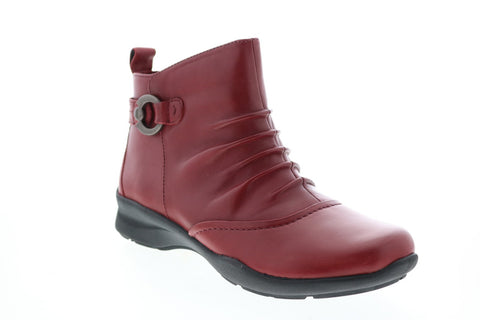 Earth Inc. Alta Side Zip Womens Red Leather Zipper Ankle & Booties Boots