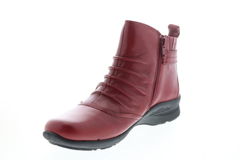 Earth Inc. Alta Side Zip Womens Red Leather Zipper Ankle & Booties Boots