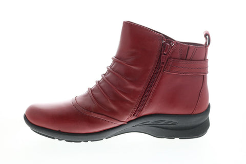 Earth Inc. Alta Side Zip Womens Red Leather Zipper Ankle & Booties Boots