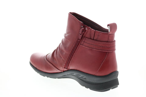 Earth Inc. Alta Side Zip Womens Red Leather Zipper Ankle & Booties Boots