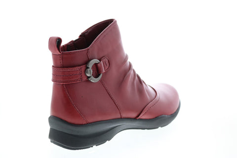 Earth Inc. Alta Side Zip Womens Red Leather Zipper Ankle & Booties Boots