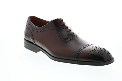 Bruno Magli Ancona Mens Brown Leather Lace Up Oxfords & Lace Ups Cap Toe Shoes